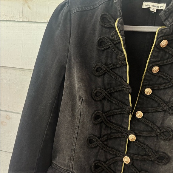 Indigo Thread Co Jacket S Black Denim
Gold Buttons Military. Medium - Picture 4 of 11